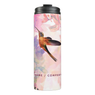 Personalized Hummingbird Watercolor Bottle Flask