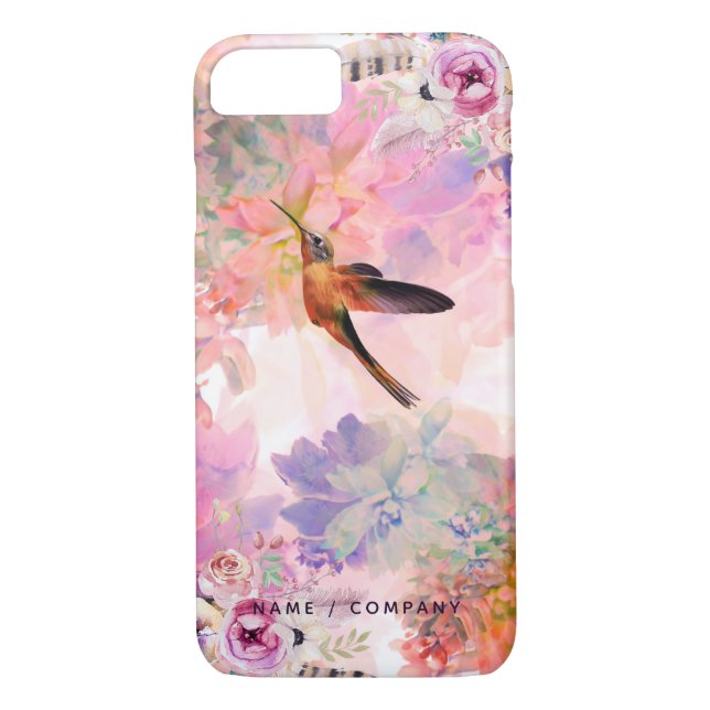 Personalized Hummingbird Watercolor iPhone Case (Back)