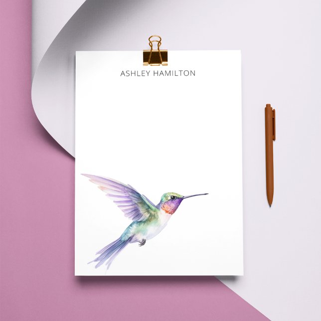 Personalized Hummingbird Watercolor Note Card (Creator Uploaded)