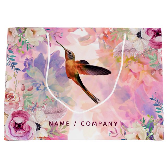 Personalized Hummingbird Watercolour Gift Bag (Front)