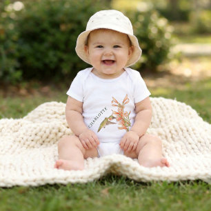 Personalized Hummingbird Wildflower Botanical Baby Bodysuit