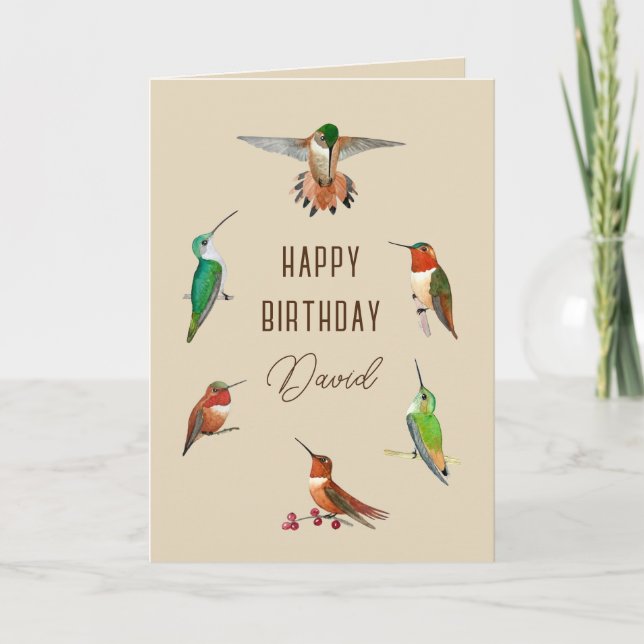 Personalized Hummingbirds Birthday Card (Front)