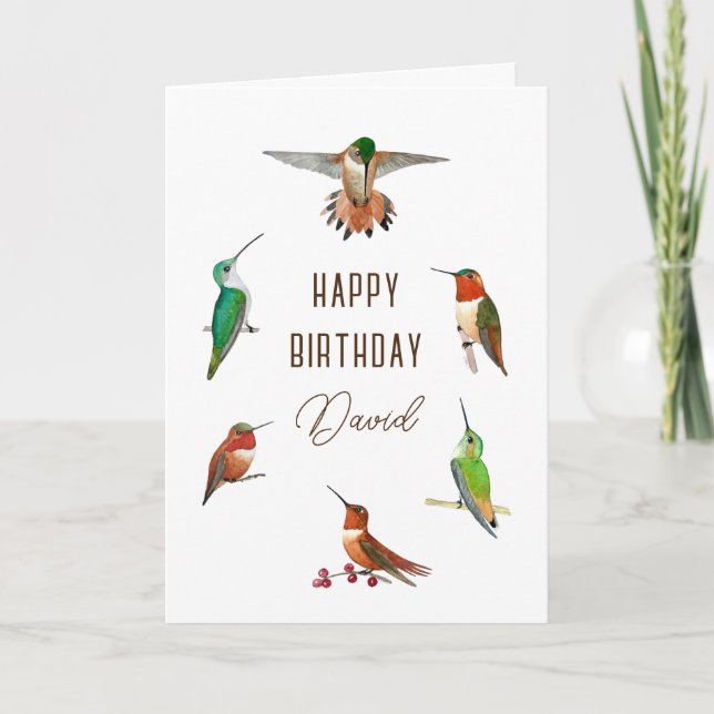 Personalized Hummingbirds Birthday Card (Front)