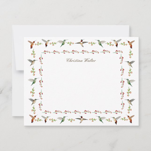 Personalized Hummingbirds  Note Card (Front)