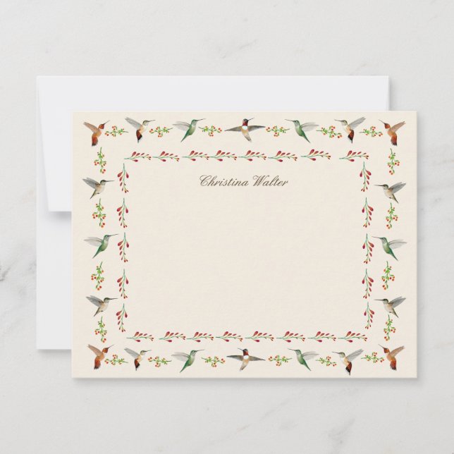 Personalized Hummingbirds  Note Card (Front)