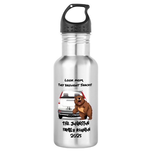 Personalized Humorous Camping-Themed Stainless Steel Water Bottle (Front)