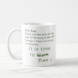 Personalized Humorous Office Work Play Boss, Green Coffee Mug