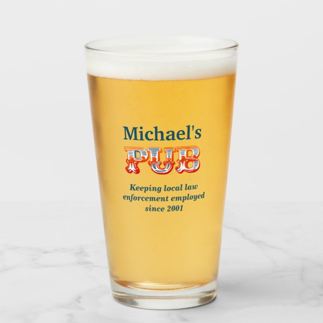 Personalized Humorous Pub Glass (Front Filled)