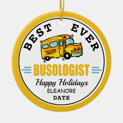 Personalized Humorous Yellow School Bus Driver Fun Ceramic Ornament