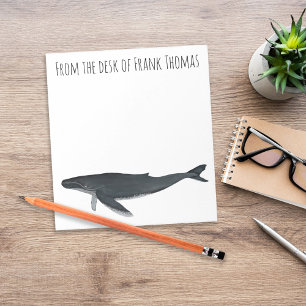 Personalized Humpback Whale Coastal Desk  Notepad