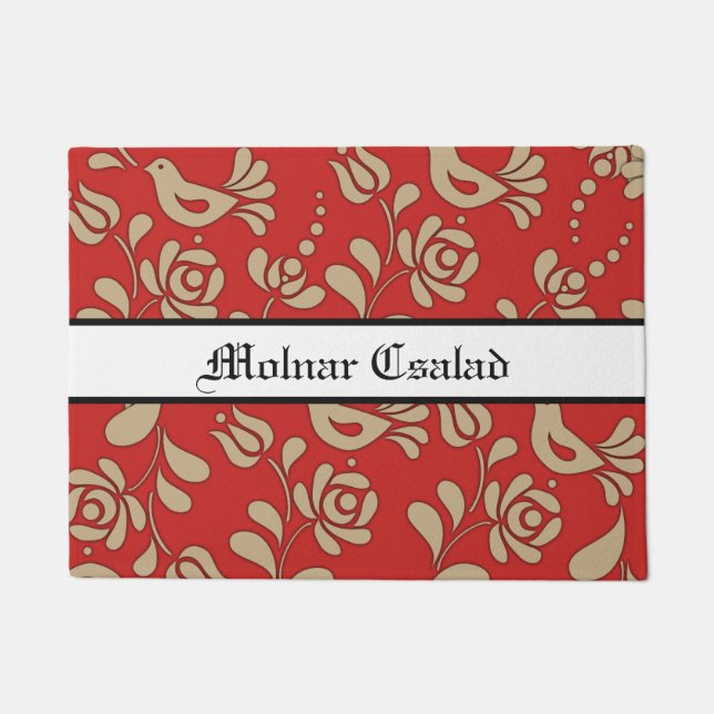 Personalized Hungarian Elegance Welcome Doormat (Front)