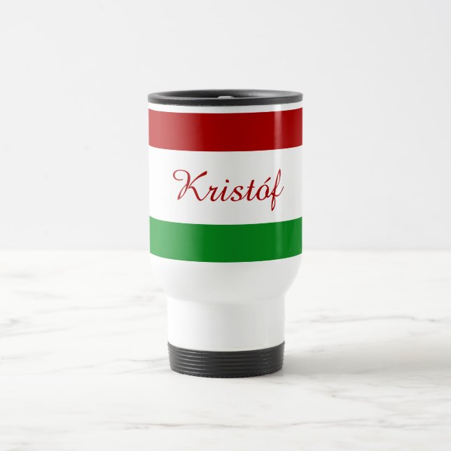 Personalized Hungarian Flag Travel Mug (Center)