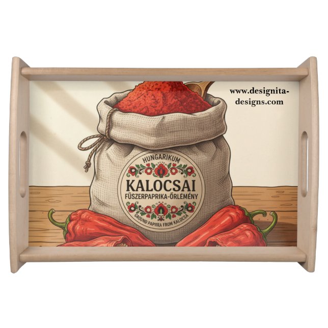 Personalized Hungarian Kalocsai Paprika  Serving Tray (Front)