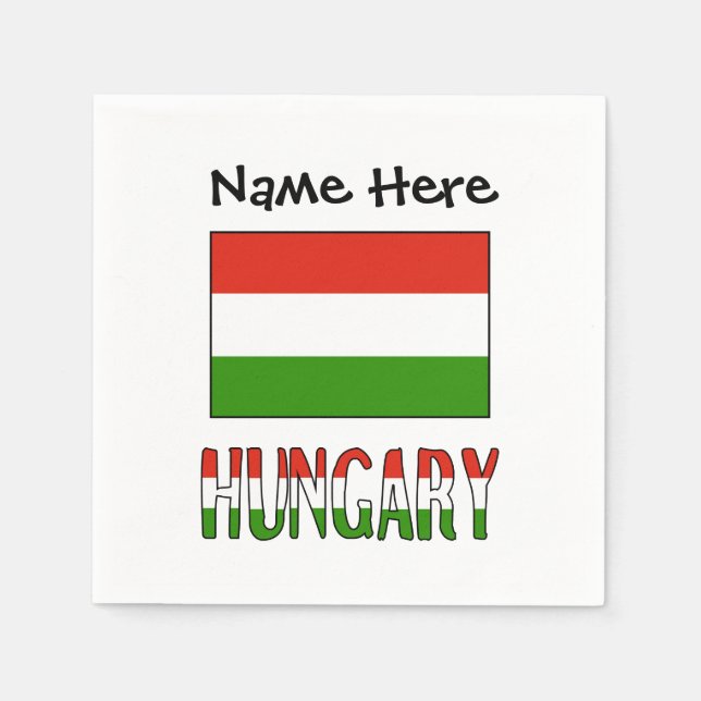 Personalized Hungary Flag Napkins (Front)