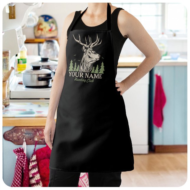 Personalized Hunter Deer Elk Antler Hunting Club Apron (Creator Uploaded)