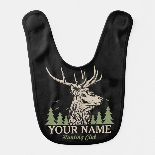 Personalized Hunter Deer Elk Antler Hunting Club  Baby Bib (Front)
