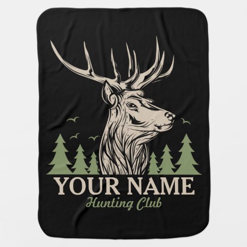 Personalized Hunter Deer Elk Antler Hunting Club Baby Blanket