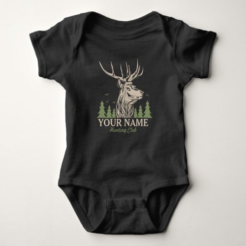 Personalized Hunter Deer Elk Antler Hunting Club  Baby Bodysuit