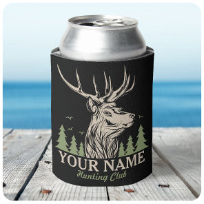 Personalized Hunter Deer Elk Antler Hunting Club  Can Cooler