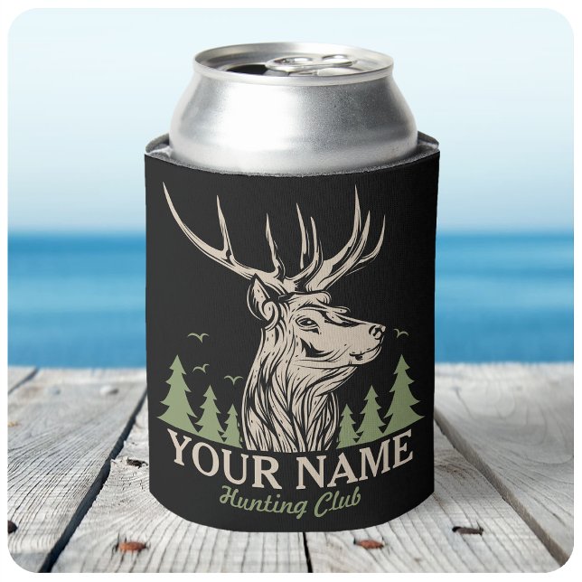 Personalized Hunter Deer Elk Antler Hunting Club  Can Cooler (Creator Uploaded)