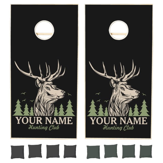 Personalized Hunter Deer Elk Antler Hunting Club Cornhole Set (Set)
