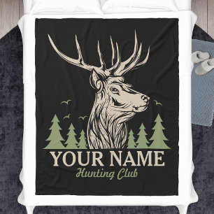 Personalized Hunter Deer Elk Antler Hunting Club Fleece Blanket
