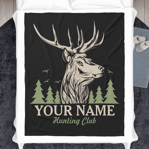 Personalized Hunter Deer Elk Antler Hunting Club  Fleece Blanket