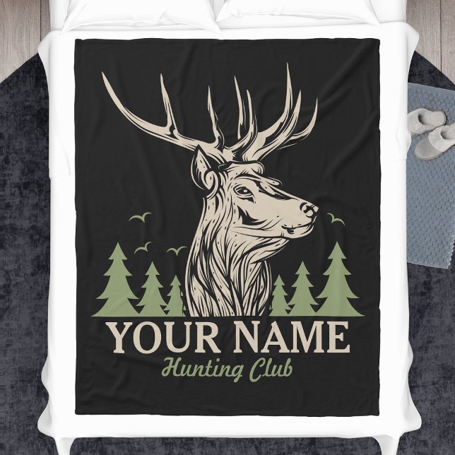Personalized Hunter Deer Elk Antler Hunting Club  Fleece Blanket (Creator Uploaded)