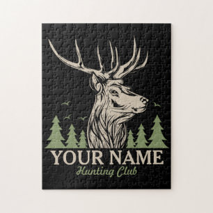 Personalized Hunter Deer Elk Antler Hunting Club Jigsaw Puzzle