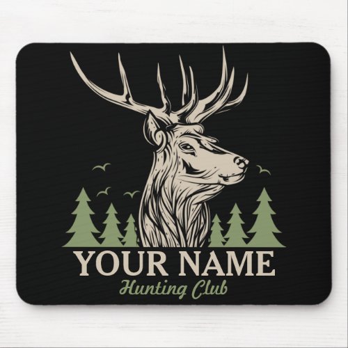 Personalized Hunter Deer Elk Antler Hunting Club Mouse Pad