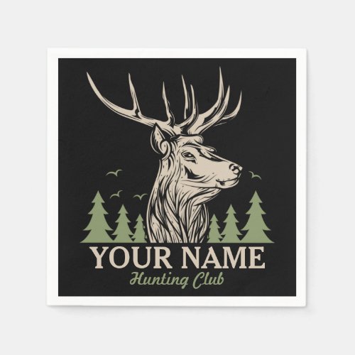Personalized Hunter Deer Elk Antler Hunting Club  Napkins