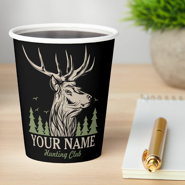Personalized Hunter Deer Elk Antler Hunting Club Paper Cups (Creator Uploaded)