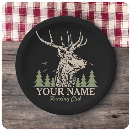 Personalized Hunter Deer Elk Antler Hunting Club  Paper Plates
