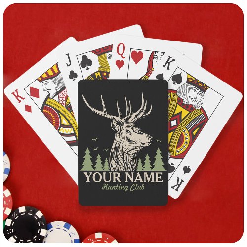 Personalized Hunter Deer Elk Antler Hunting Club  Poker Cards