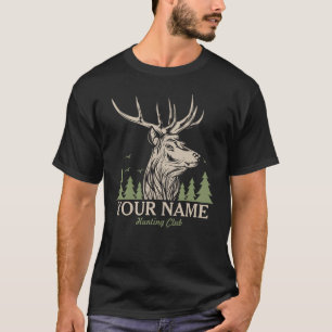 Personalized Hunter Deer Elk Antler Hunting Club  T-Shirt