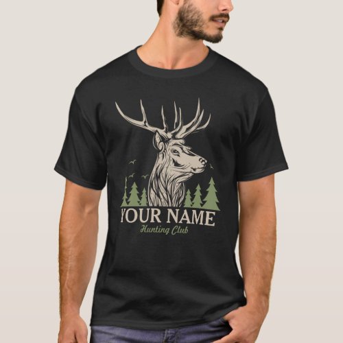 Personalized Hunter Deer Elk Antler Hunting Club  T_Shirt