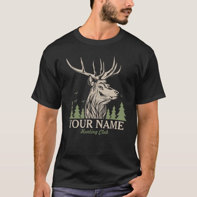Personalized Hunter Deer Elk Antler Hunting Club  T-Shirt (Front)