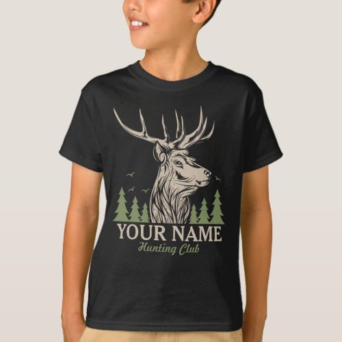 Personalized Hunter Deer Elk Antler Hunting Club  T_Shirt