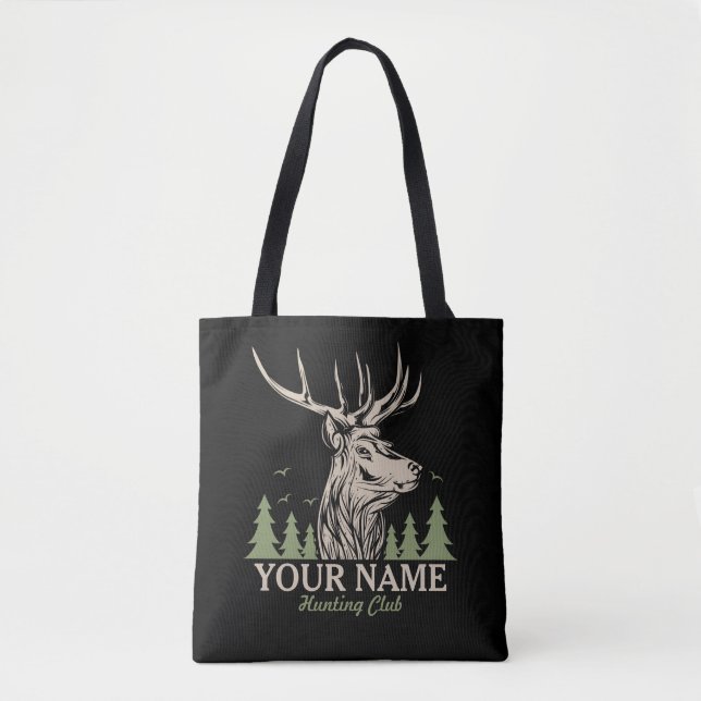 Personalized Hunter Deer Elk Antler Hunting Club  Tote Bag (Front)