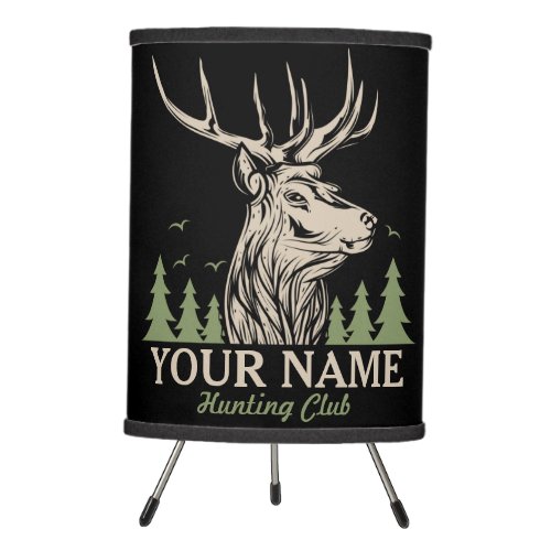 Personalized Hunter Deer Elk Antler Hunting Club  Tripod Lamp