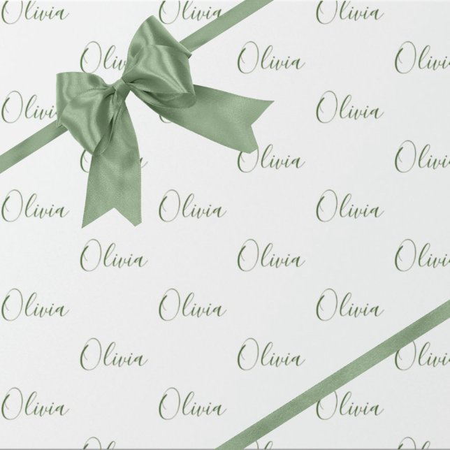 Personalized Hunter Green Elegant Name Wrapping Paper (Creator Uploaded)