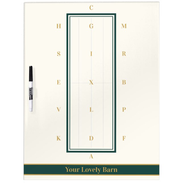 Personalized Hunter Green + Gold Dressage Arena    Dry Erase Board (Front)