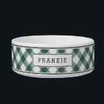 Personalized Hunter Green & White Buffalo Plaid Bowl<br><div class="desc">Pamper your pooch with this adorable personalized bowl,  sporting a hand drawn buffalo plaid pattern in faded hunter green and white with charcoal accents for a cool rustic farmhouse look. Personalize with your pet's name.</div>