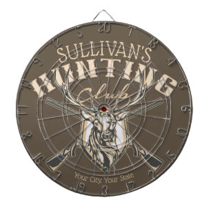 Personalized Hunter NAME Deer Rifle Hunting Club Dart Board