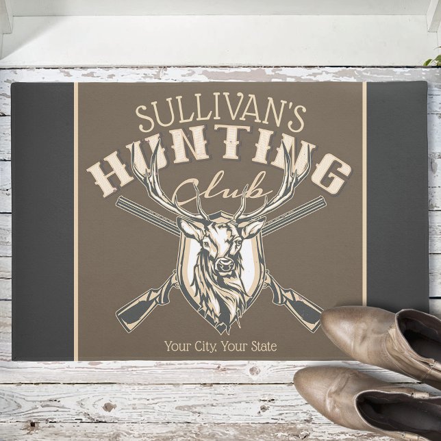Personalized Hunter NAME Deer Rifle Hunting Club Doormat (Creator Uploaded)