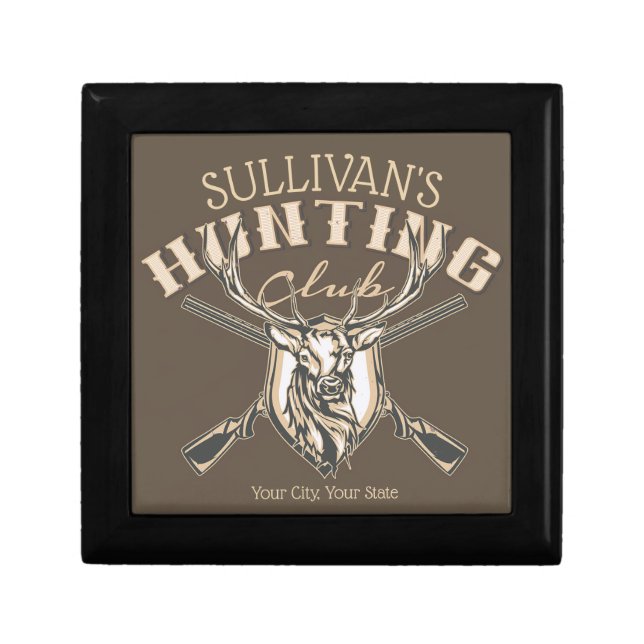 Personalized Hunter NAME Deer Rifle Hunting Club Gift Box (Front)
