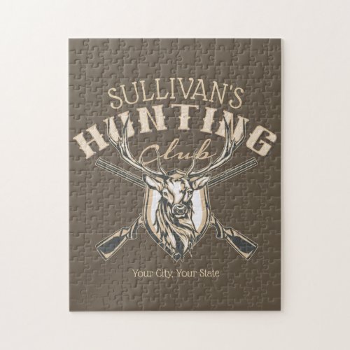 Personalized Hunter NAME Deer Rifle Hunting Club Jigsaw Puzzle