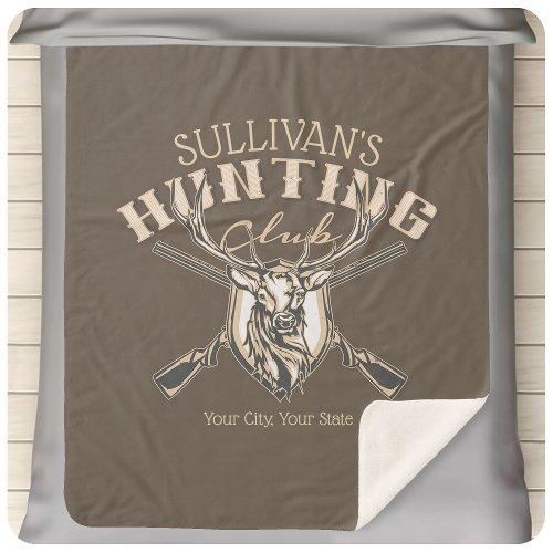 Personalized Hunter NAME Deer Rifle Hunting Club Sherpa Blanket
