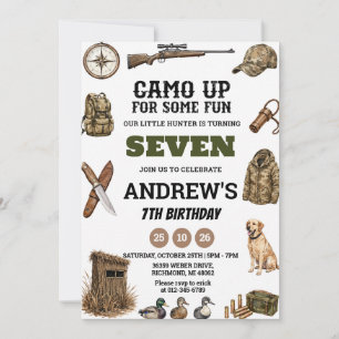 Personalized Hunting Birthday Camo up for some fun Invitation