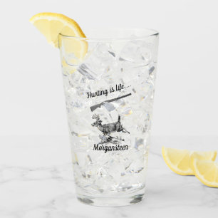 Personalized Hunting Is Life Buck and Shotgun Glass
